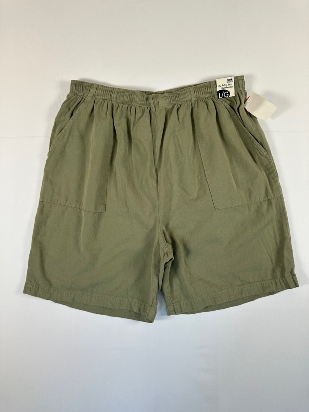 Northern Reflections Cotton Pull On Shorts Olive Green Elastic Waist Size L NWT
